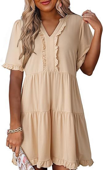 Zailie – Ruffle Trim Tiered Mini Dress