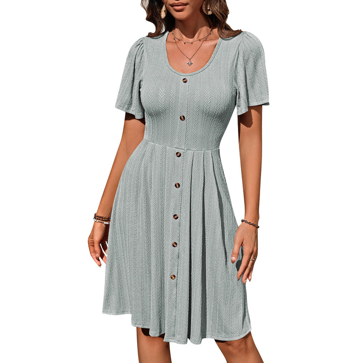 Avice – Textured Button-Front Day Dress