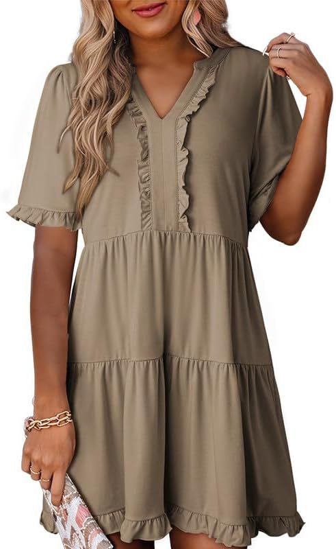 Zailie – Ruffle Trim Tiered Mini Dress
