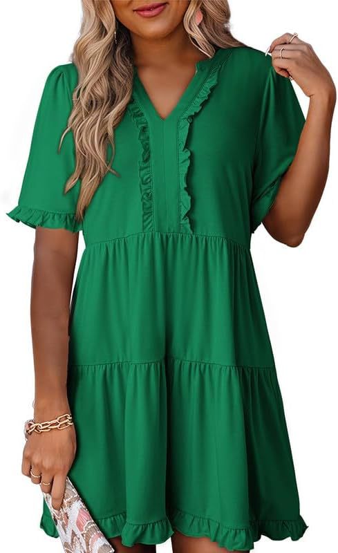 Zailie – Ruffle Trim Tiered Mini Dress