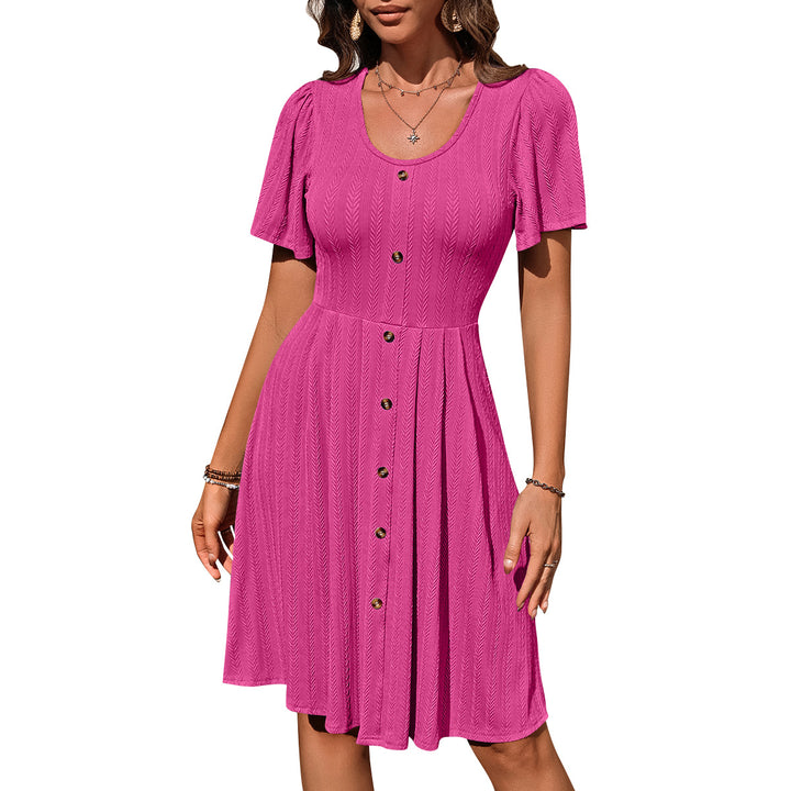 Avice – Textured Button-Front Day Dress