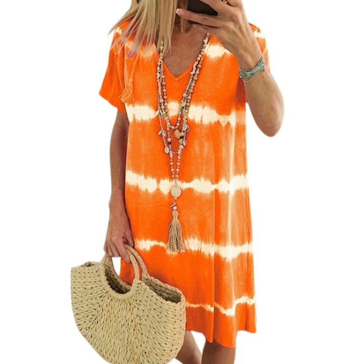 Xamira – Printed V-Neck Shift Dress