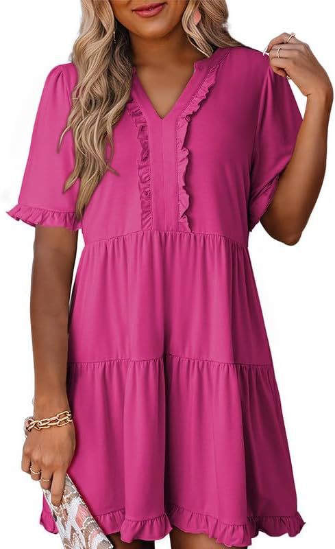 Zailie – Ruffle Trim Tiered Mini Dress