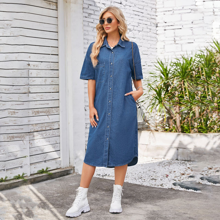 Bonnie – Belted Button-Up Denim Dress