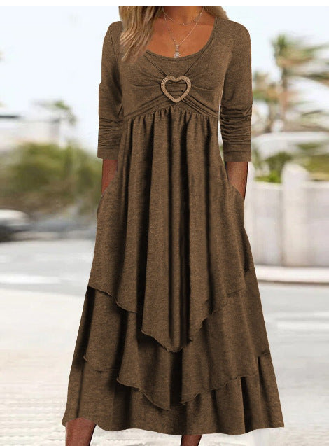 Rowena – Layered Heart Detail Midi Dress