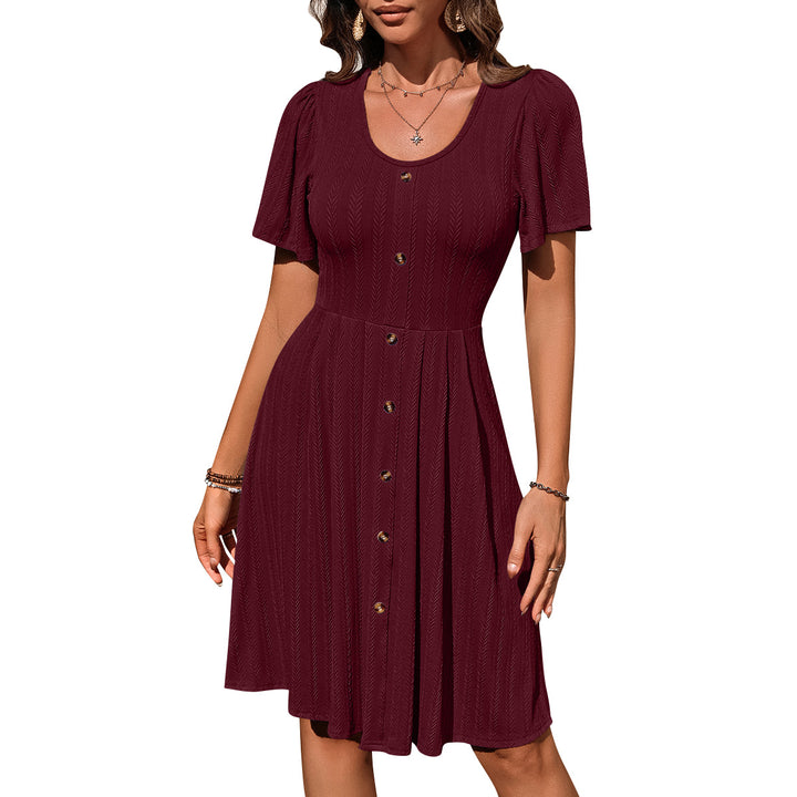 Avice – Textured Button-Front Day Dress