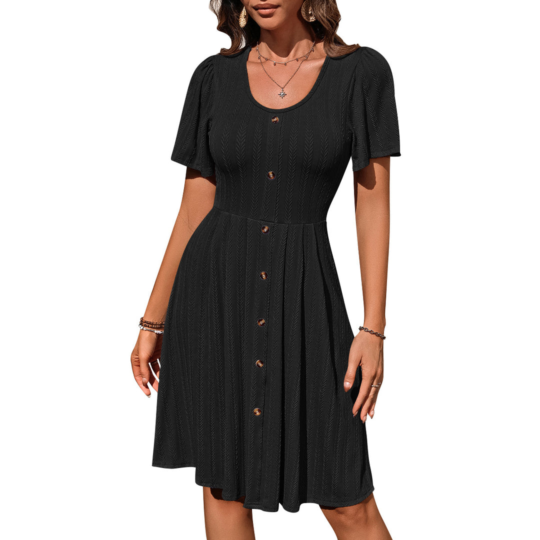 Avice – Textured Button-Front Day Dress