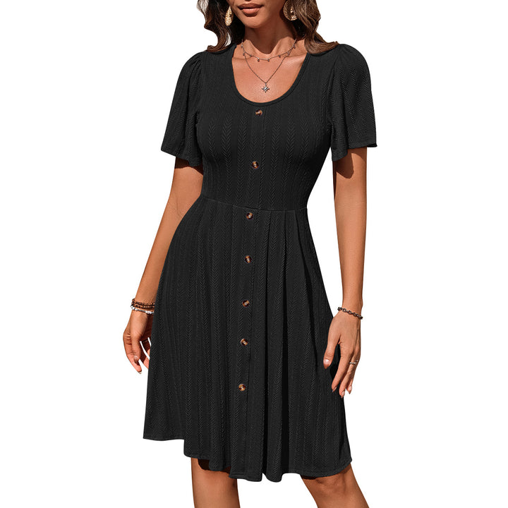 Avice – Textured Button-Front Day Dress