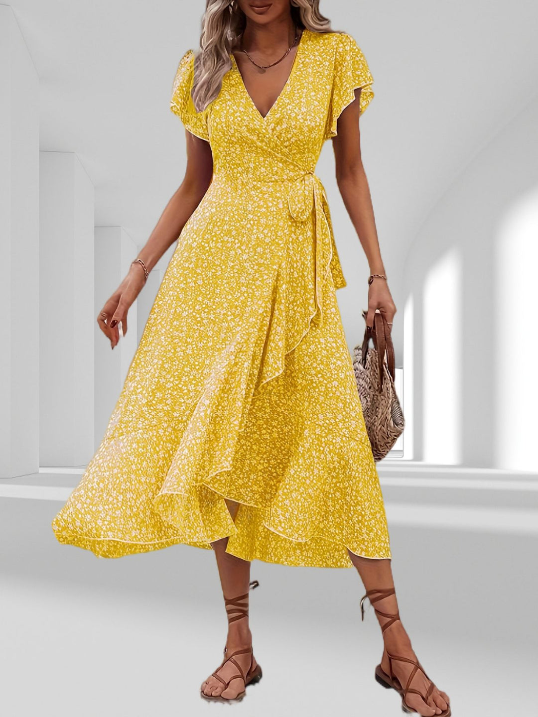 Lissa – Ruffled Wrap Midi Dress