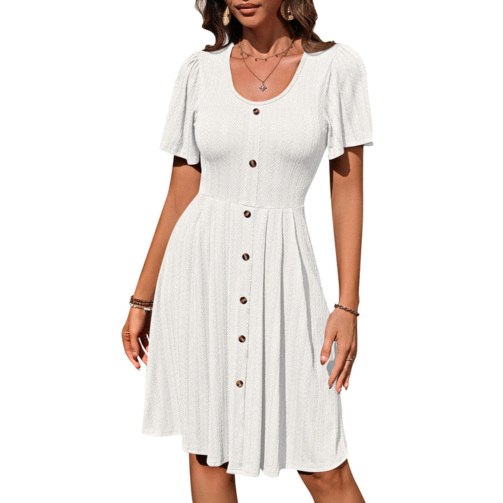 Avice – Textured Button-Front Day Dress