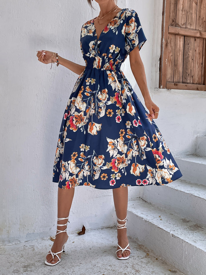 Mayumi – Printed V-Neck Midi Dress