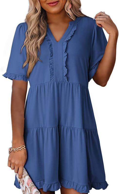Zailie – Ruffle Trim Tiered Mini Dress