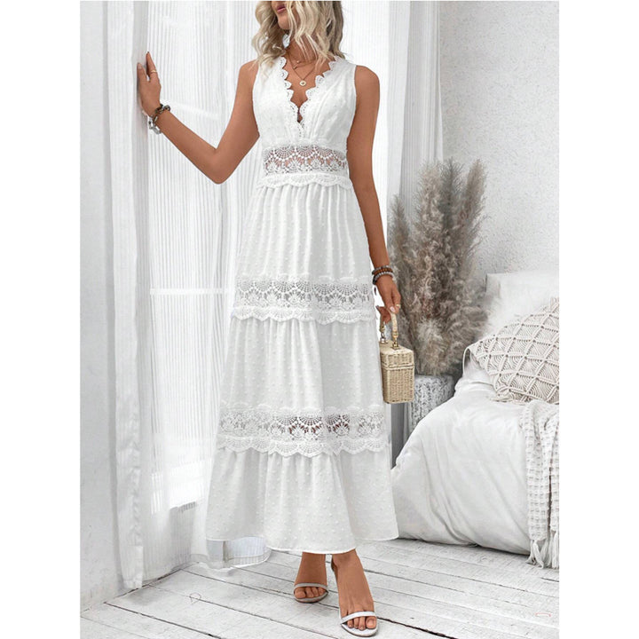Aderyn – Sleeveless Lace Panel Midi Dress