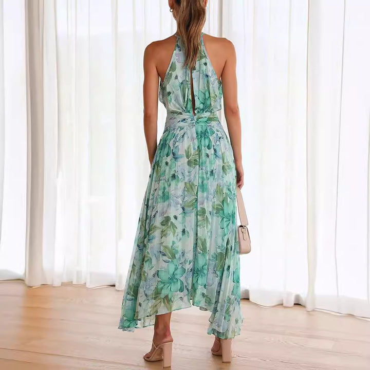 Celestine – Pleated Halter Maxi Dress