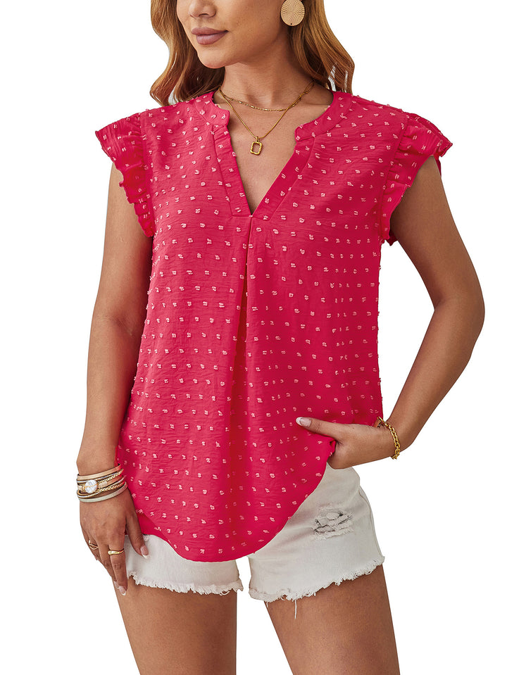 Vera – Textured Flutter Sleeve Blouse