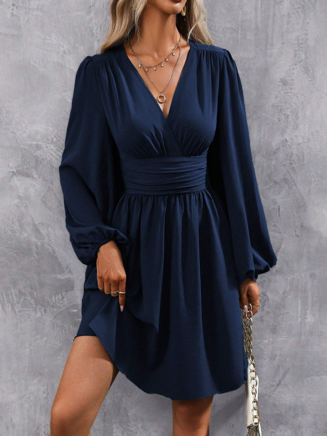 Norelle – Ruched Waist Long Sleeve Dress