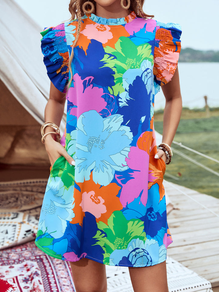 Aeronwen – Ruffle Shoulder Shift Dress