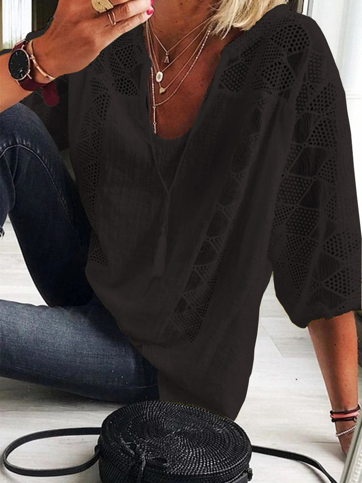 Averie – Embroidered Tassel Blouse