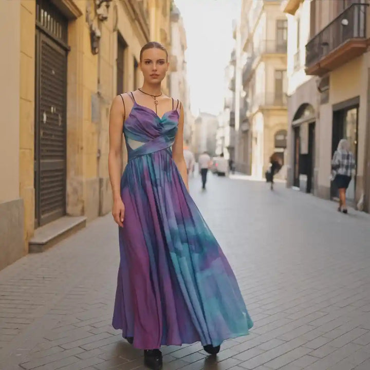 Aelwena – Strappy Ombre Maxi Dress
