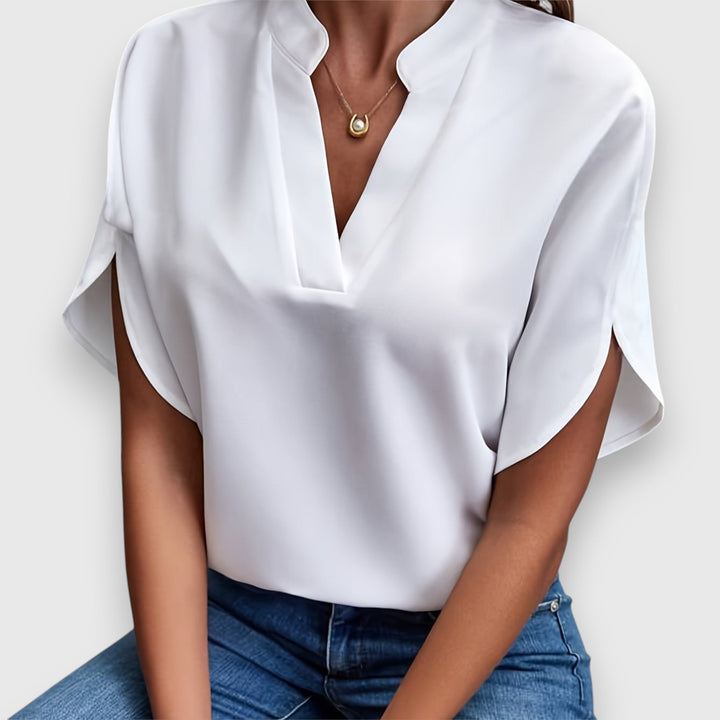 Zariah – Notched Neck Draped Blouse