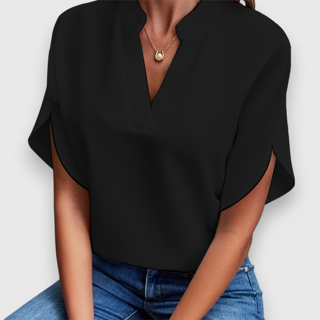 Zariah – Notched Neck Draped Blouse
