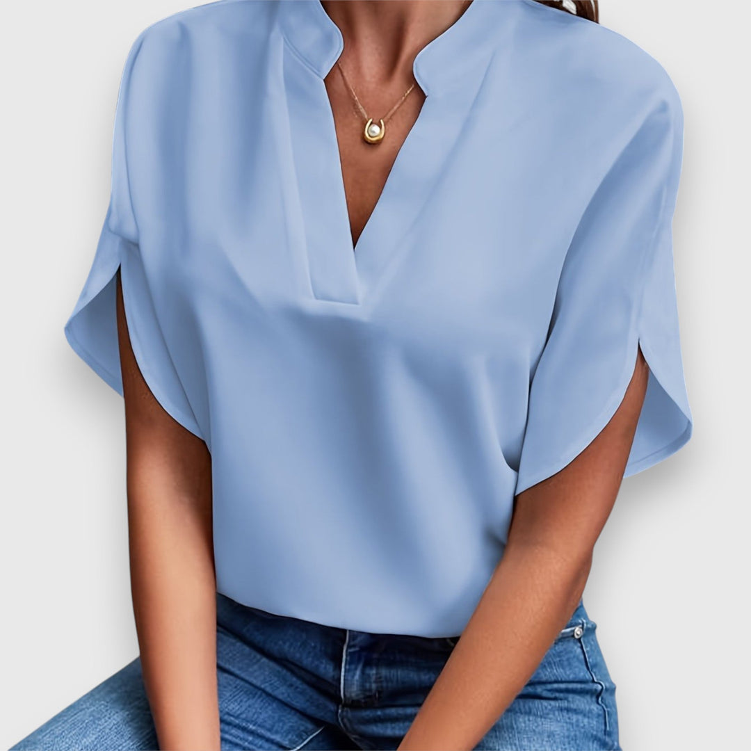 Zariah – Notched Neck Draped Blouse