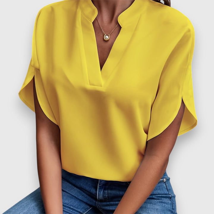 Zariah – Notched Neck Draped Blouse
