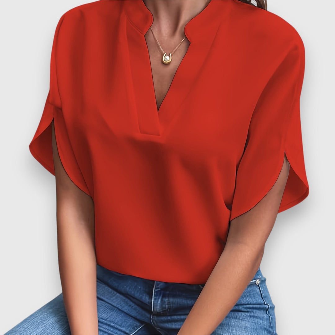 Zariah – Notched Neck Draped Blouse