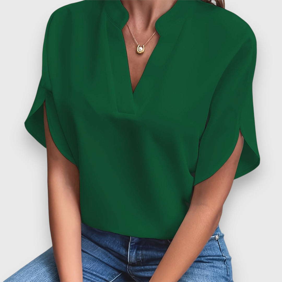 Zariah – Notched Neck Draped Blouse