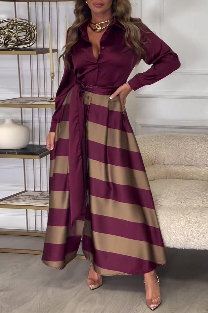 Isobelle – Striped Belted Shirt Dress