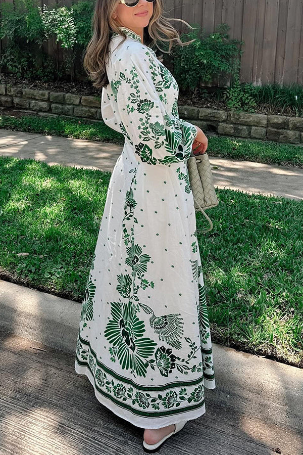 Delyth – Printed Embroidered Maxi Dress