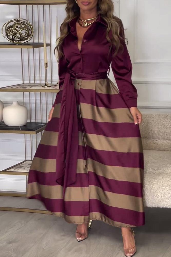 Isobelle – Striped Belted Shirt Dress