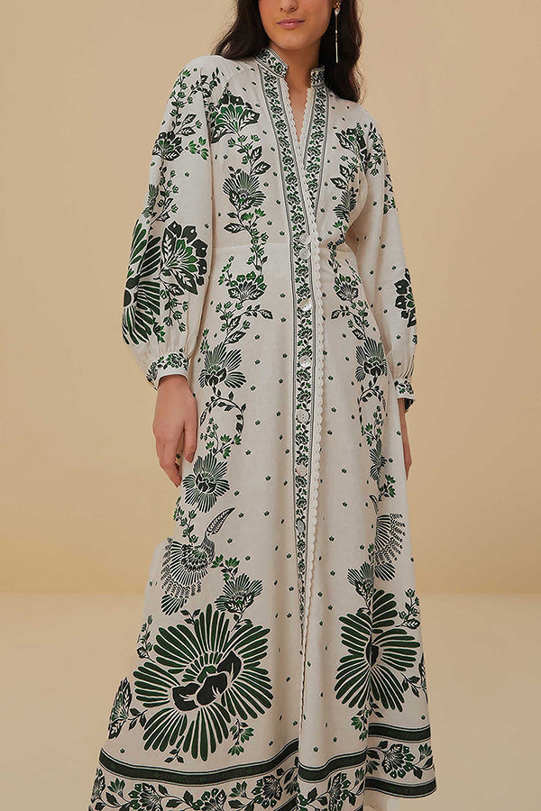 Delyth – Printed Embroidered Maxi Dress
