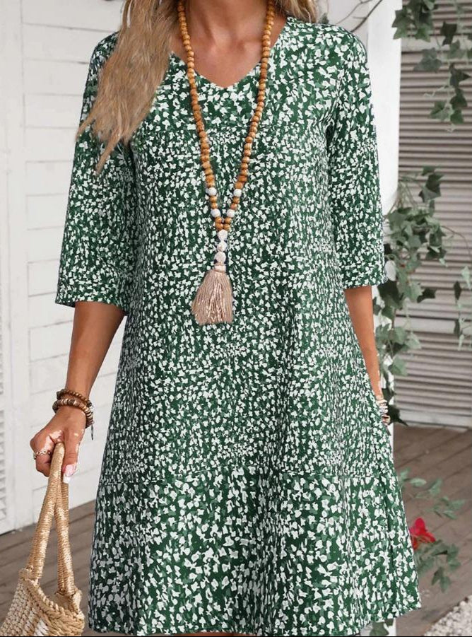 Arlise – Printed Boho Midi Dress