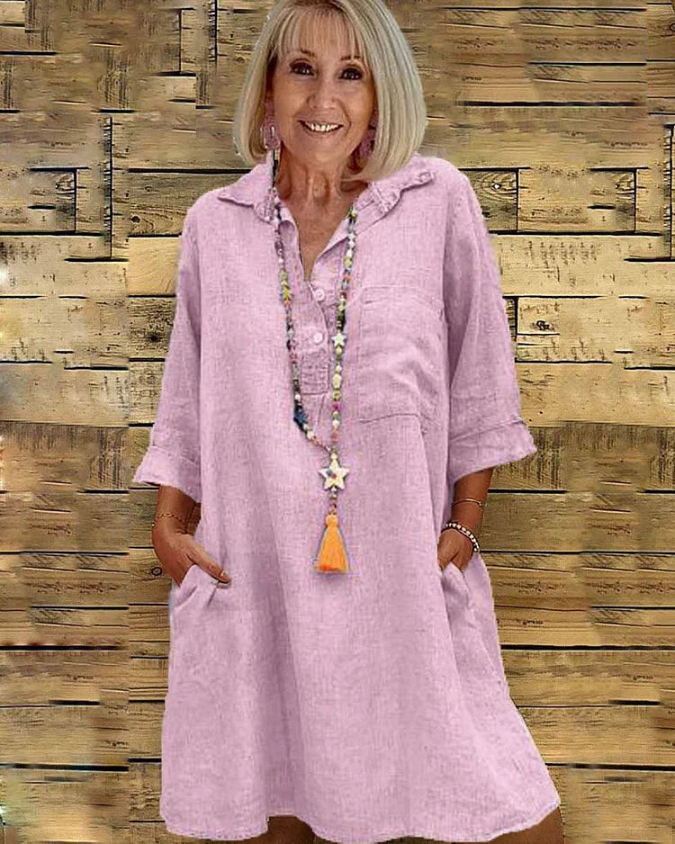 Diorabel – Casual Shirt Collar Tunic Dress