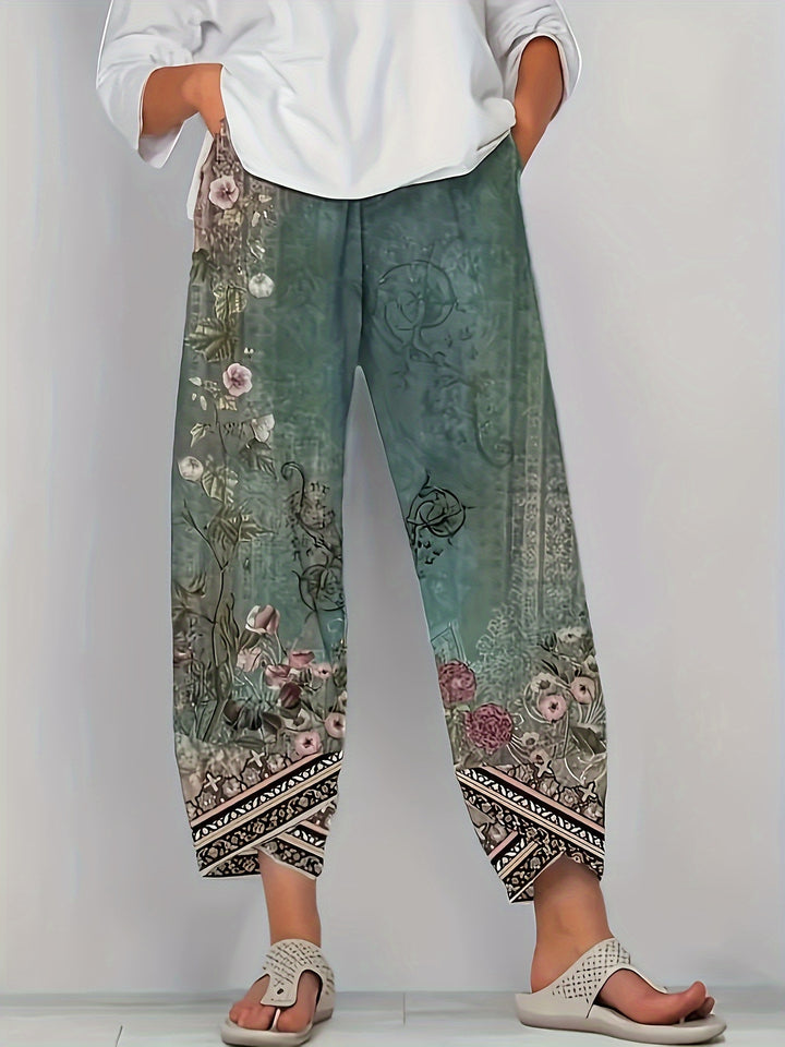 Betsan – Botanical Print Wide-Leg Trousers