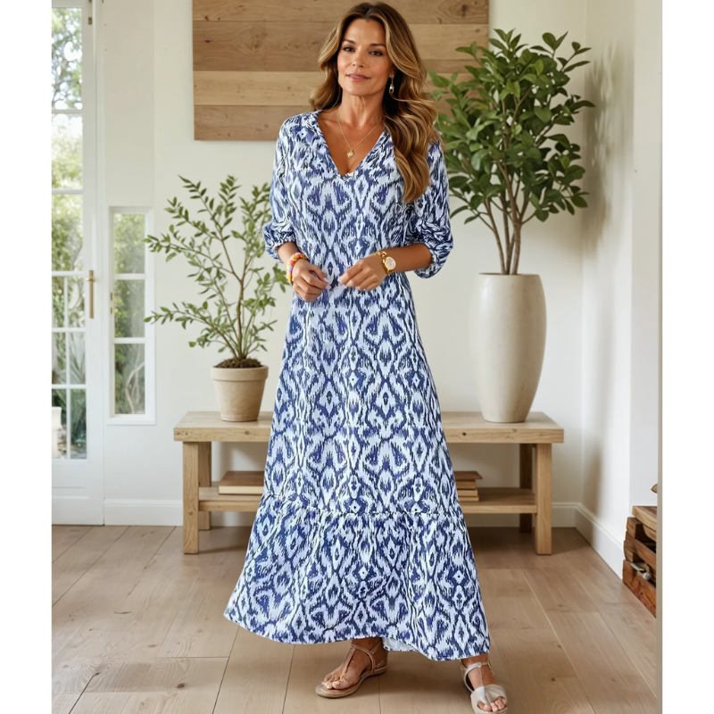 Zimone – Maxi Dress with Ethnic Pattern